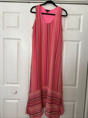G by Giuliana Pink / Orange Striped Sleeveless Maxi Dress
